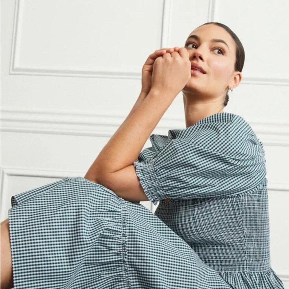 Hill House Nap Dress Louisa - Emerald Green Gingham XS
